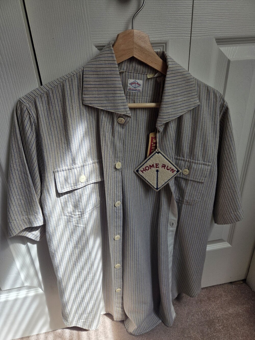 Levi's Vintage Clothing - Home Run Striped Short-Sleeve Men’s Shirt in Beige